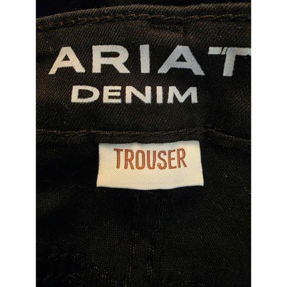 ARIAT DENIM Trouser Flare Black Corduroy Pants Size 34L Frayed Hem - Picture 4 of 10